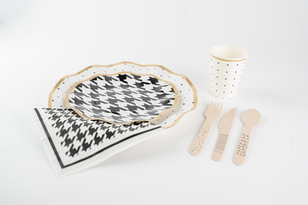 Monochrome Houndstooth Salad Plate