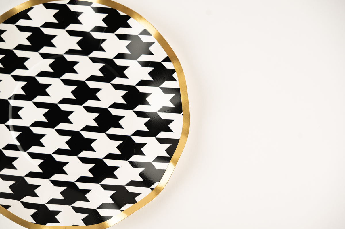 Monochrome Houndstooth Salad Plate