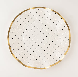 Monochrome Dot Dinner Plate – Gold Rim